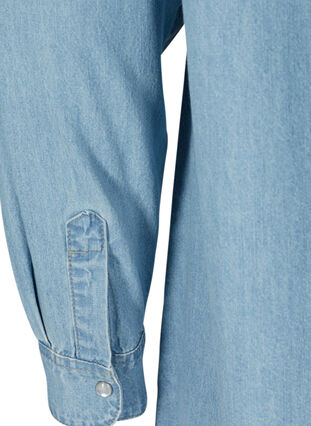 Chemise longue en jean en coton, Light blue denim, Packshot image number 3