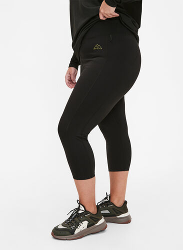 Leggings de sport longueur 3/4 avec poches, Black, Model image number 0
