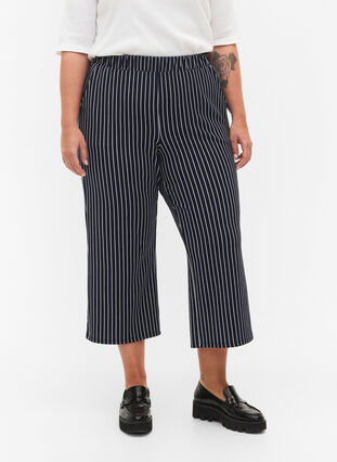 Pantalon ample avec longueur 7/8, Navy Blazer Stripe, Model image number 2