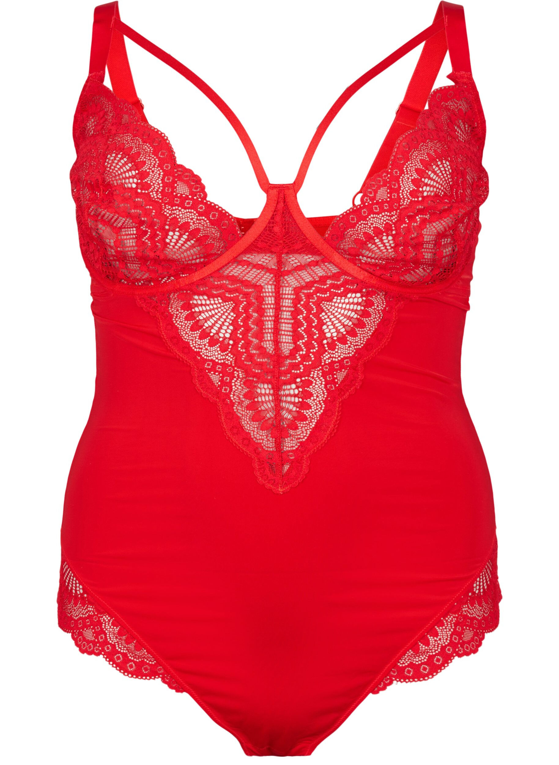 ZizziBodysuit met beugel en koorddetail, Salsa, Packshot image number 0