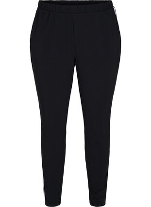 Pantalon avec poches et passepoil, Black w. White, Packshot image number 0