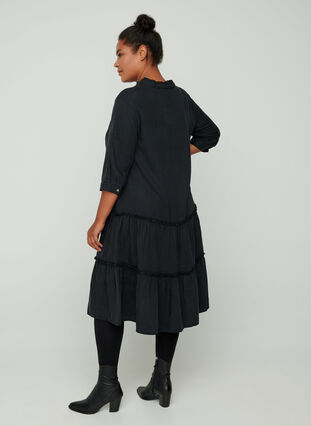 Lyocell jurk met knopen, Black, Model image number 1