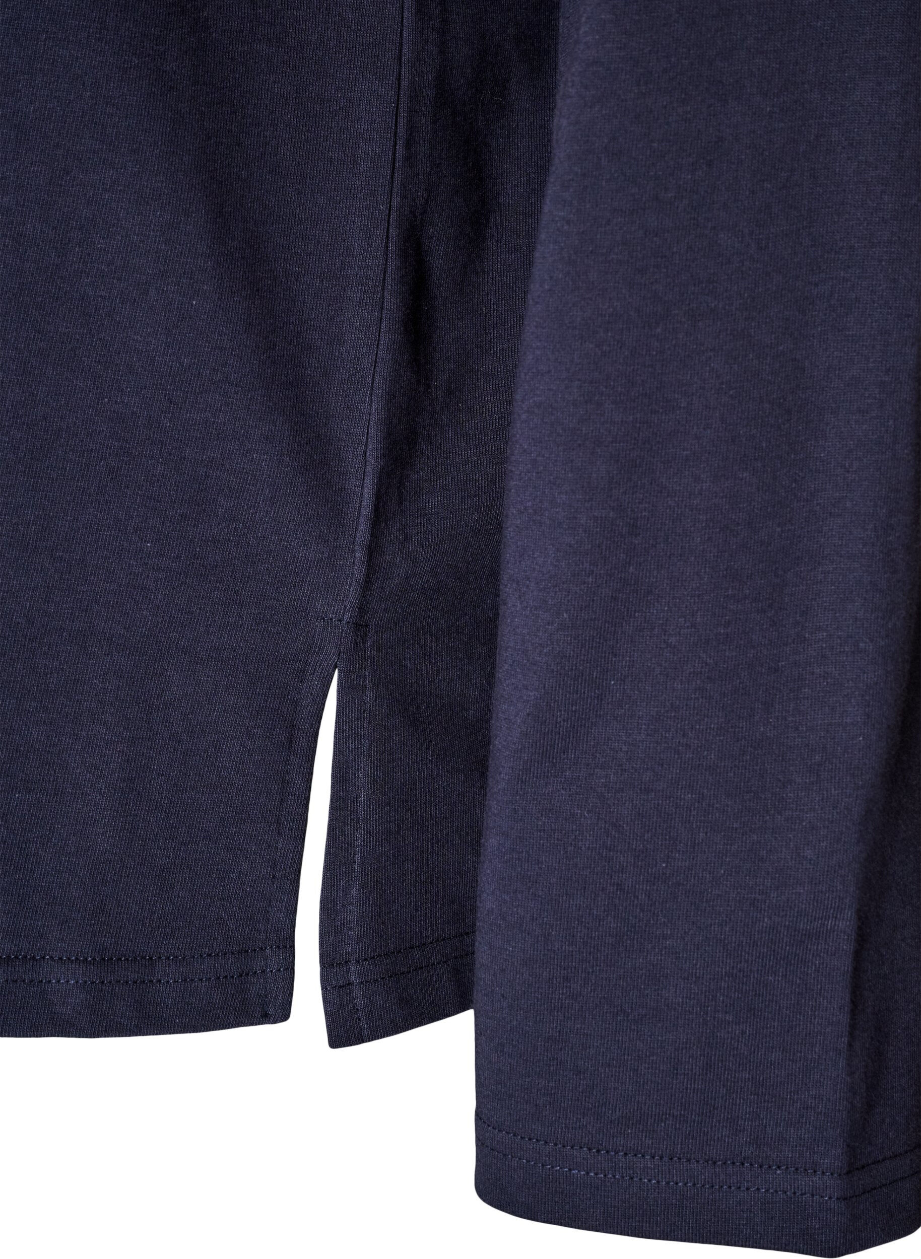 ZizziJerseyblouse met lange mouwen en tekstprint, Blauw, Packshot image number 3