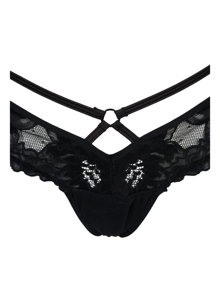 String en dentelle avec d&eacute;tails, Black, Packshot image number 2