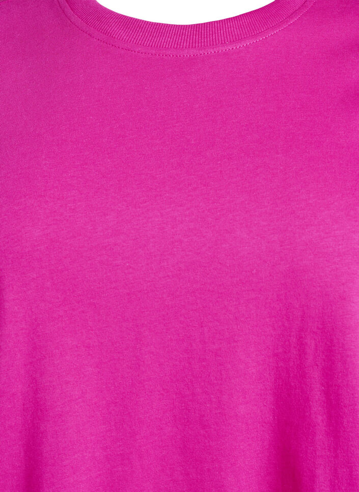 T-shirt basique en coton &agrave; col rond, Rose, Packshot image number 2