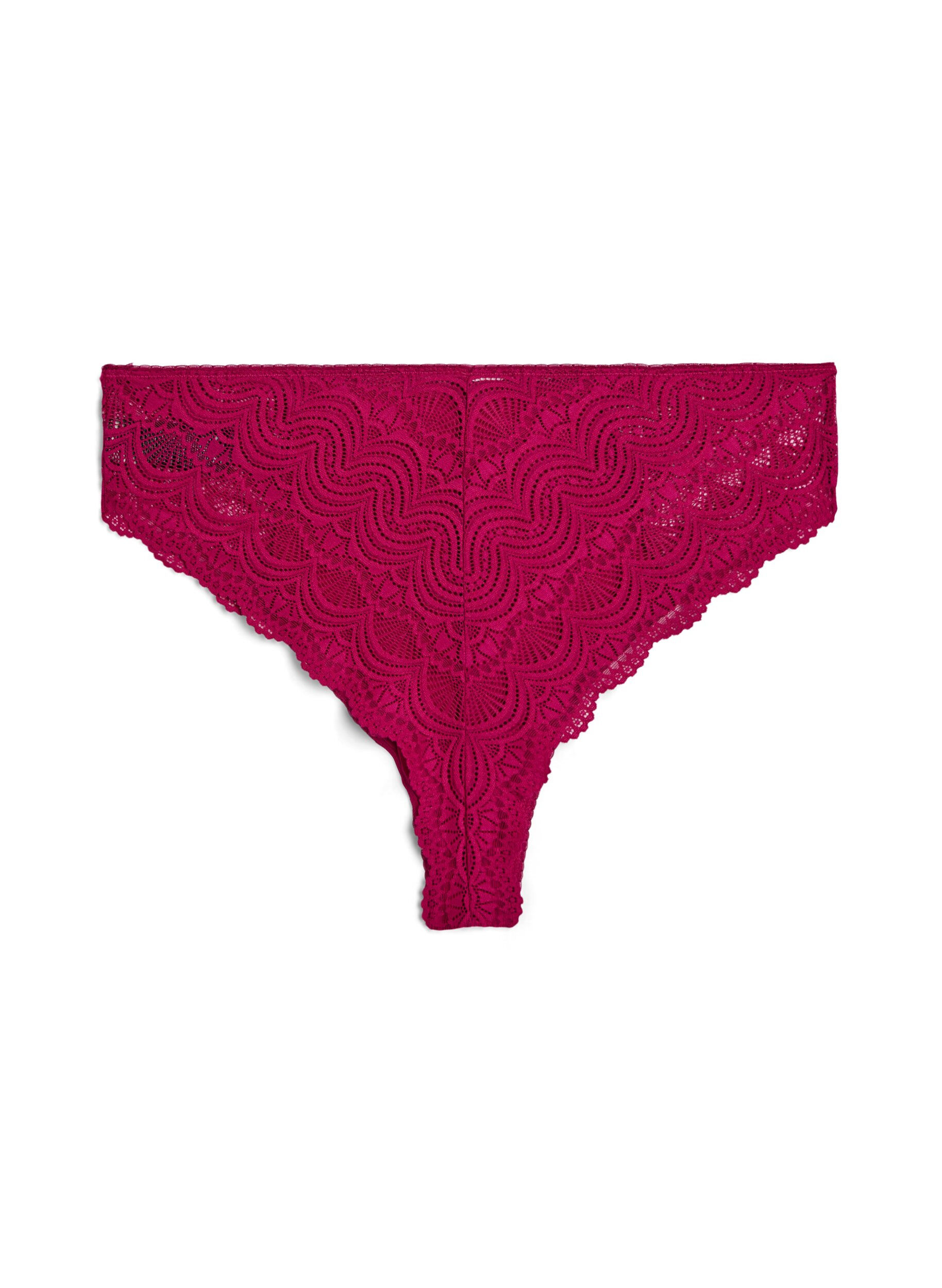 ZizziMicrofiber Braziliaanse slip met kanten details, Boysenberry, Packshot image number 1