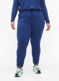 Pantalons d'entraînement avec poches et cordons, S. Blue / Black Mel., Model