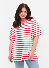 T-shirt en coton rayé, Bright Rose Stripes, Model