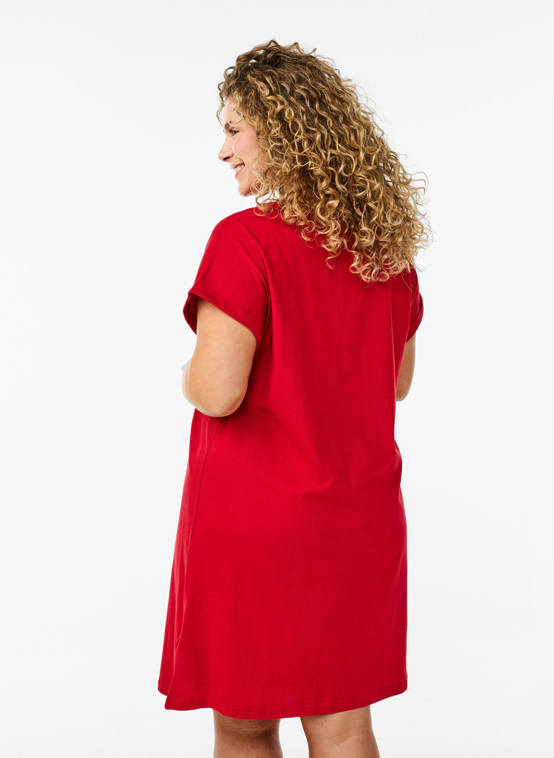 Zizzi2-pack T-shirtjurk met korte mouwen, Rood, Model image number 2