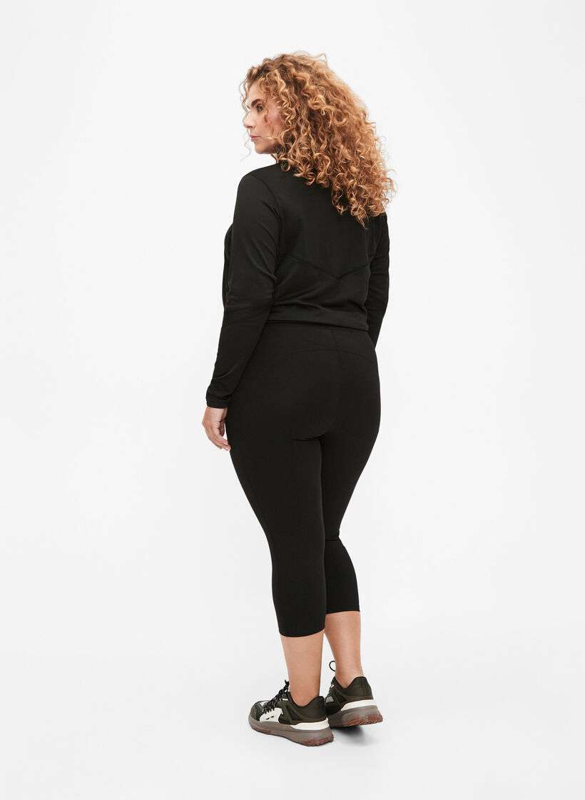 Leggings de sport longueur 3/4 avec poches, Black, Model image number 1