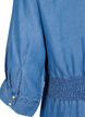 Zachte denim jurk met 3/4 mouwen en smock, Blue denim, Packshot image number 3