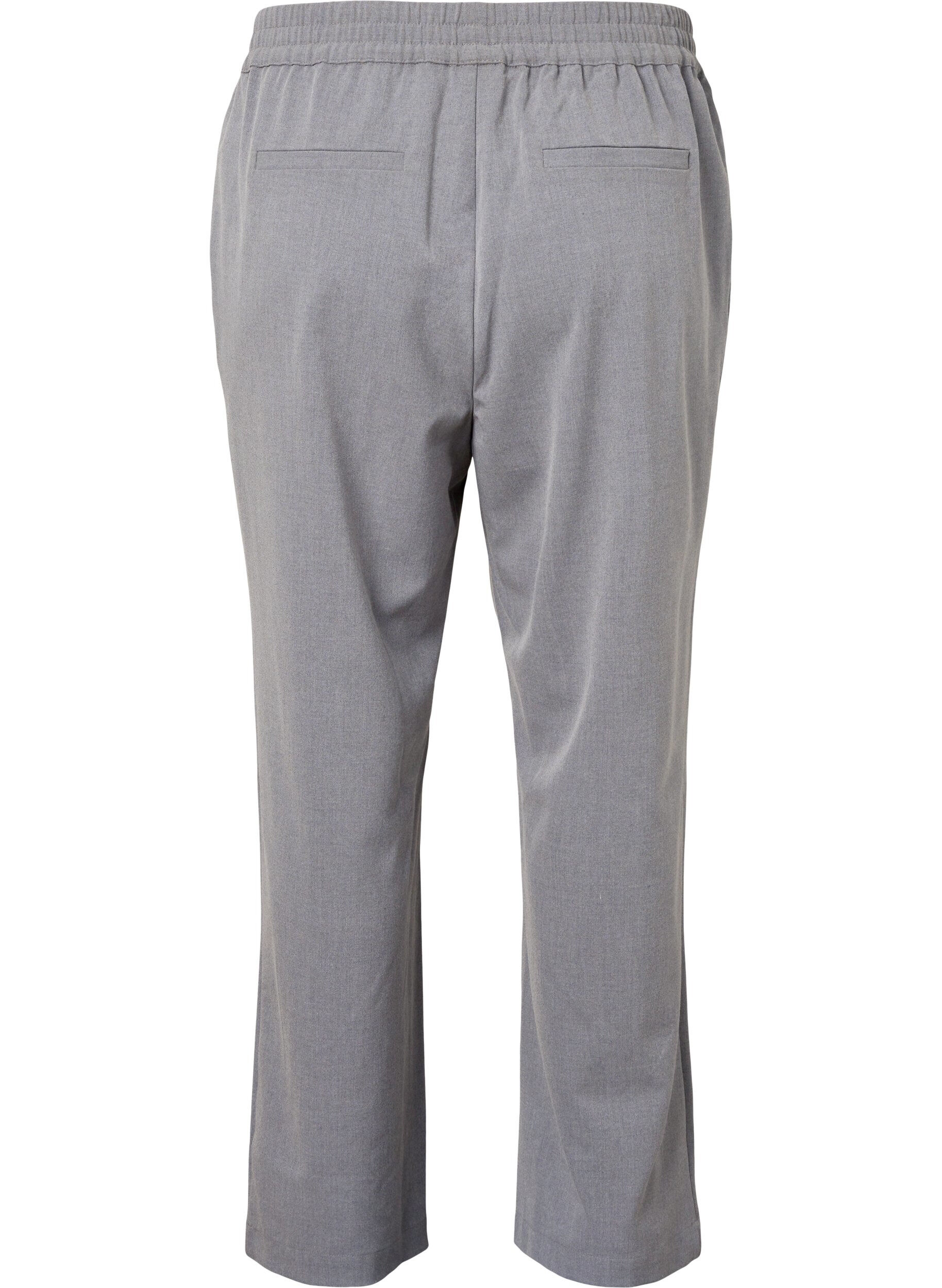 ZizziGrijs gem&ecirc;leerde broek met elastiek in de taille, Medium Grey Melange, Packshot image number 1
