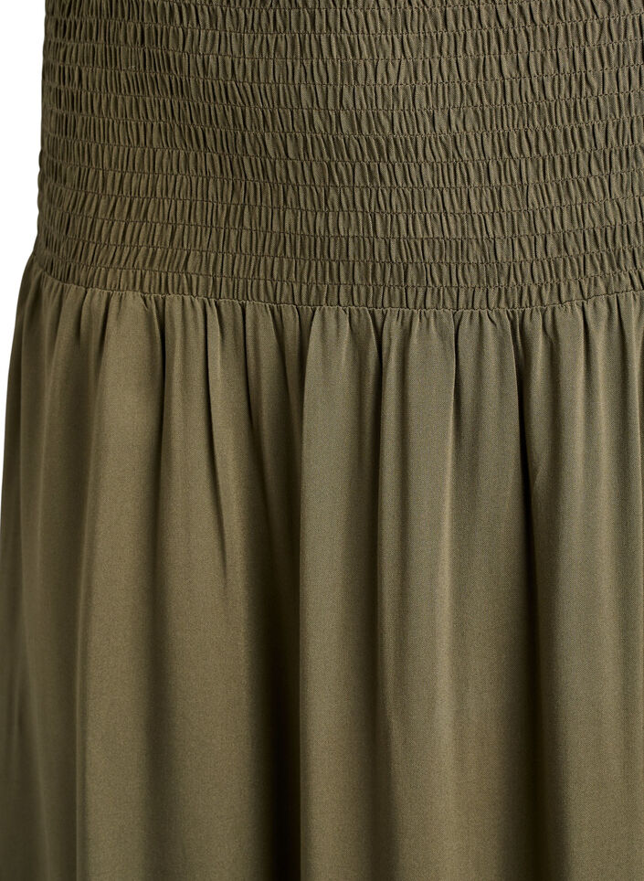 FLASH - Maxi rok in viscose met smokwerk, Groen, Packshot image number 2