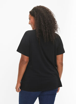 T-shirt en coton avec motif, Black w. Lion, Model image number 1