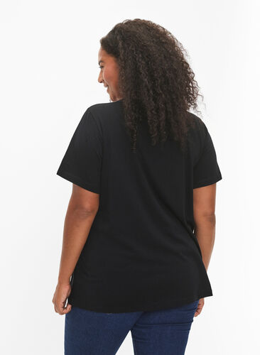 T-shirt en coton avec motif, Black w. Lion, Model image number 1