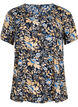 	 FLASH - Blouse met korte mouwen en print, Brown Blue Flower, Packshot image number 0