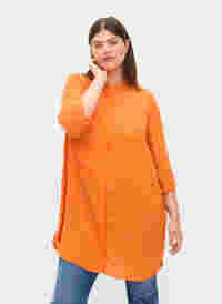 Chemise longue en viscose à manches 3/4, Orange Peel, Model