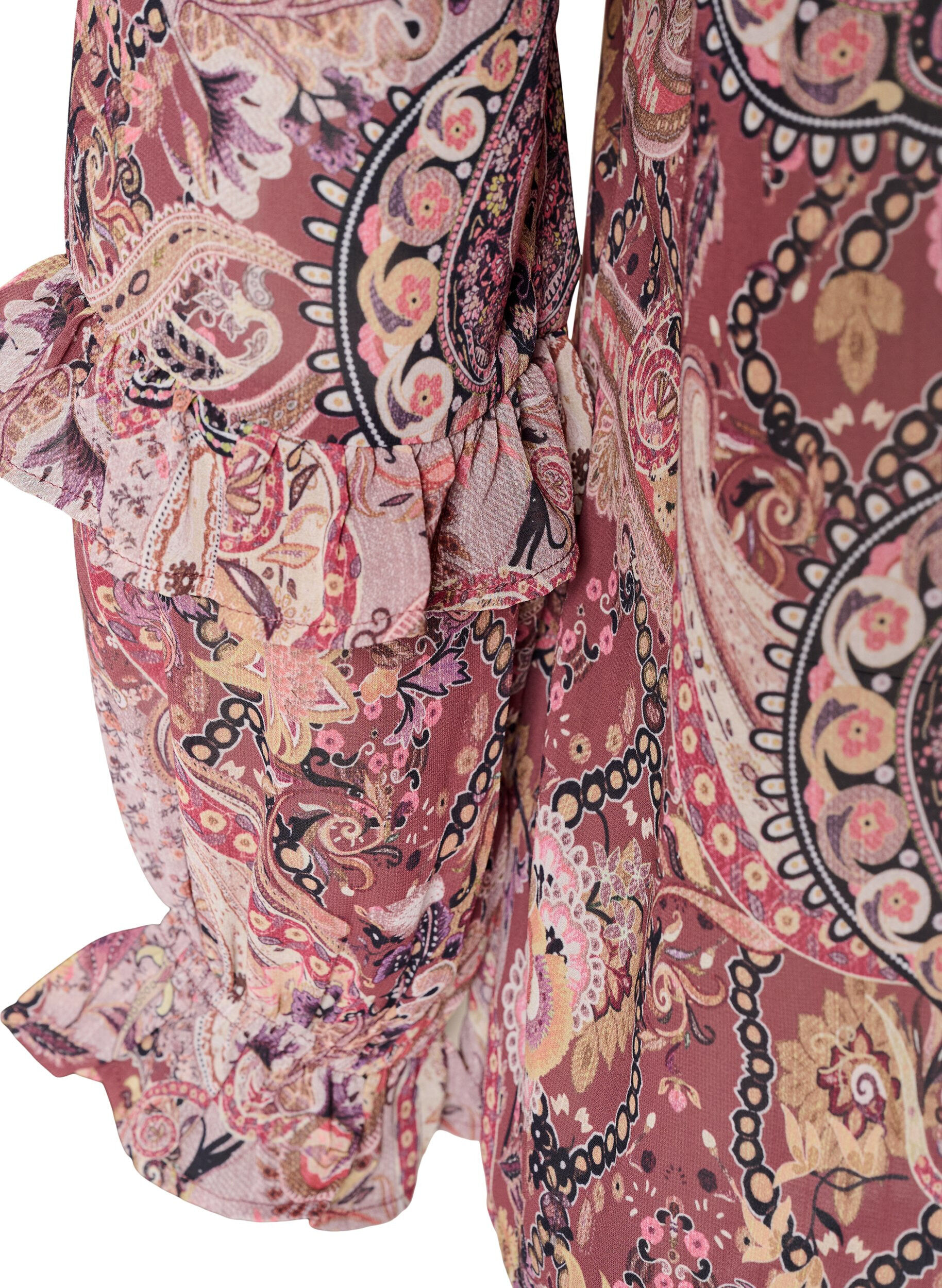 ZizziBlouse &agrave; imprim&eacute; cachemire et d&eacute;tails &agrave; volants, Mauve, Packshot image number 3