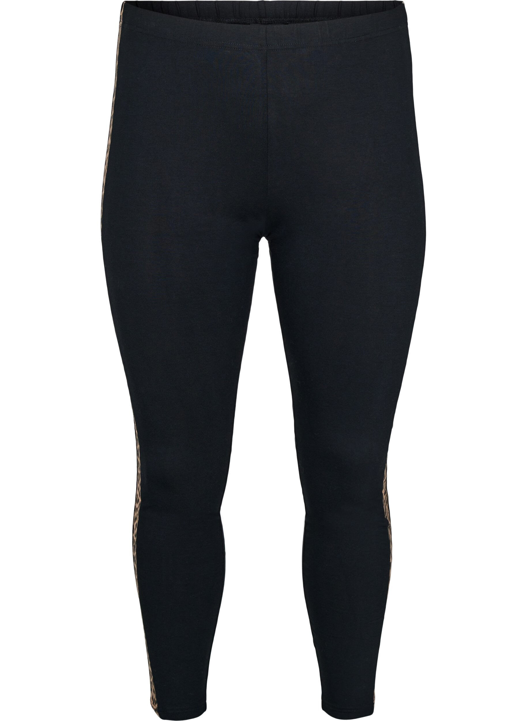 ZizziViscose legging met luipaardprint streep, Black W. Leo, Packshot image number 0
