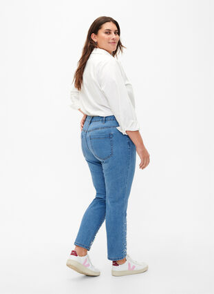 Emily jeans coupe slim avec des perles, Light Blue, Model image number 1
