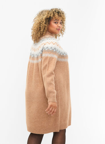 Robe en tricot à motifs et à manches longues, Chipmunk Mel. Comb, Model image number 1