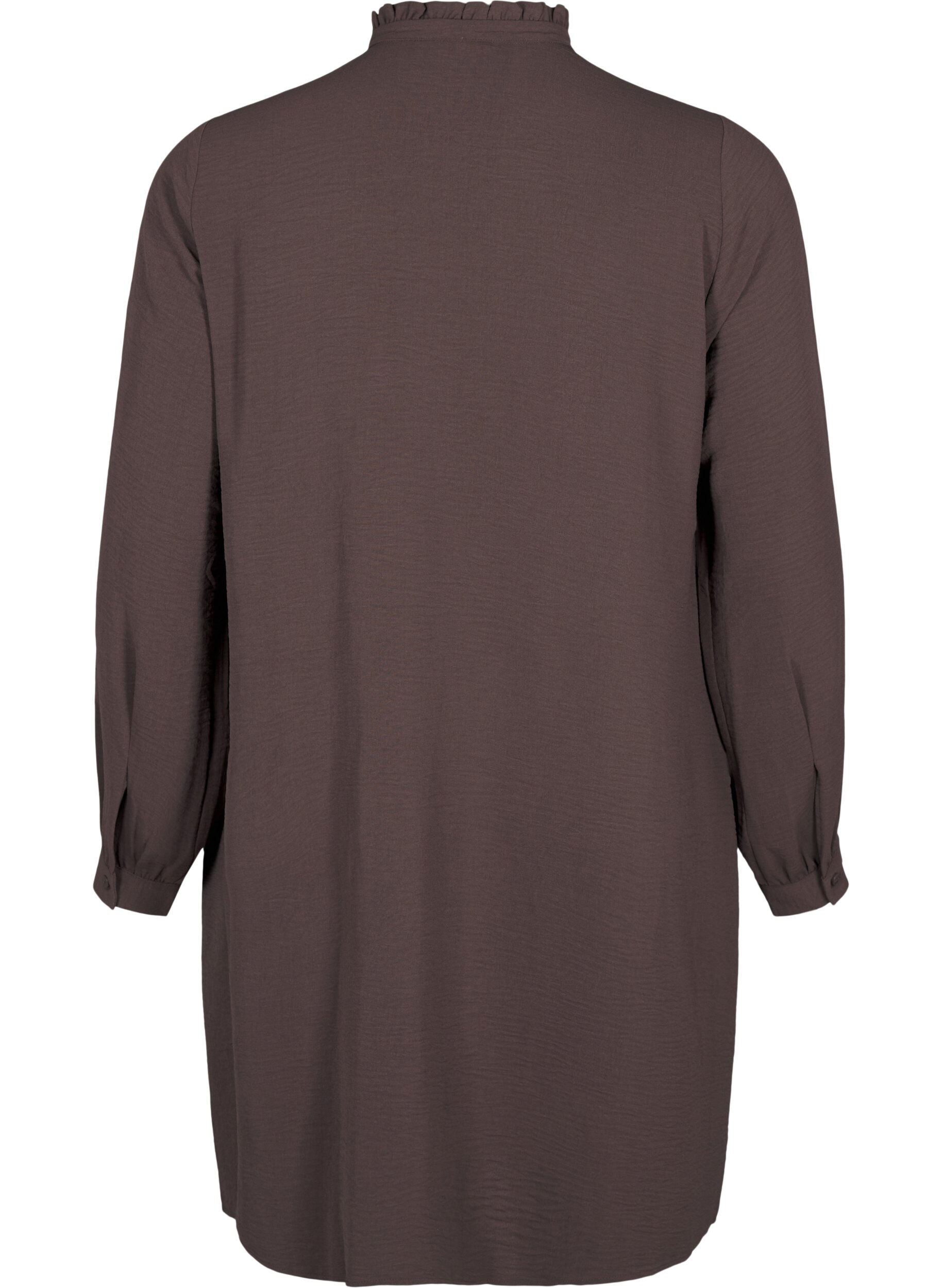 ZizziJurk met lange mouwen en details met ruches, Chocolate Martini, Packshot image number 1