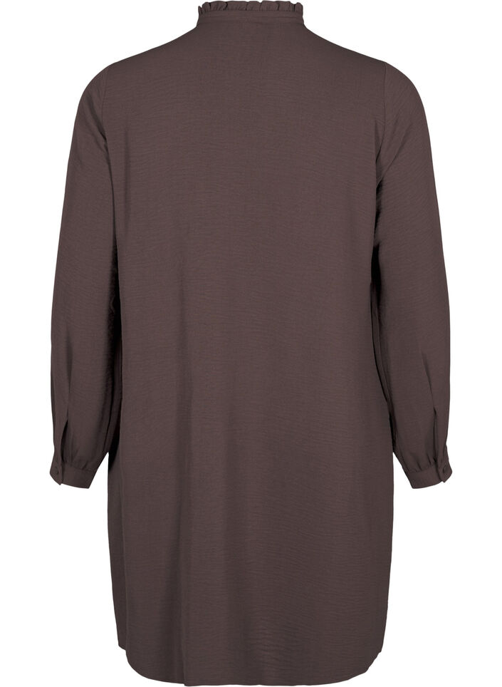 Jurk met lange mouwen en details met ruches, Chocolate Martini, Packshot image number 1