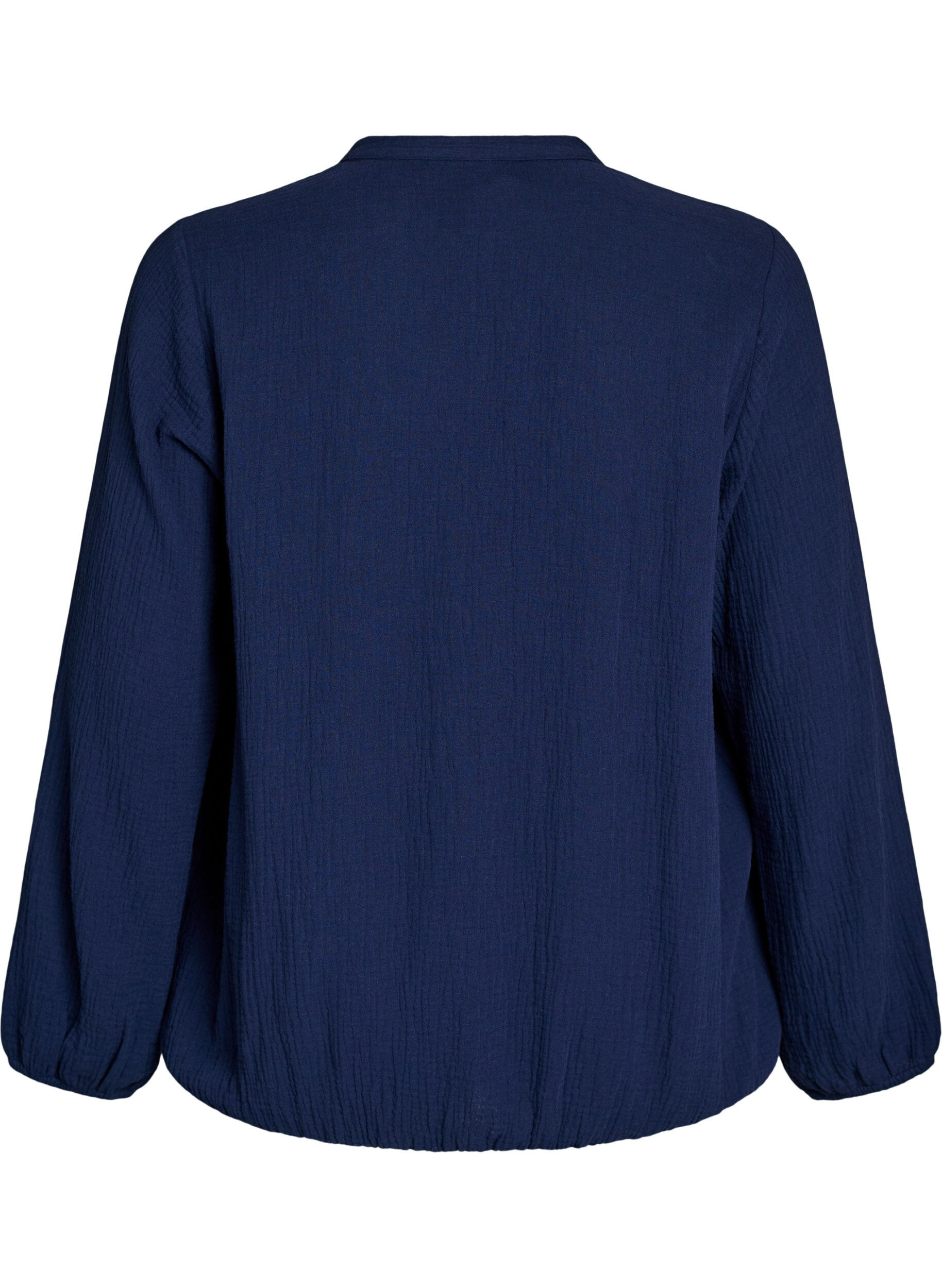 Zizzi Blouse en mousseline de coton avec d&eacute;tails brod&eacute;s, Bleu, Packshot image number 1