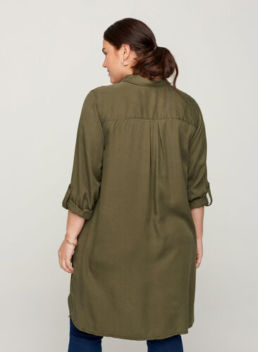 Lange blouse van lyocell, Tarmac, Model image number 1