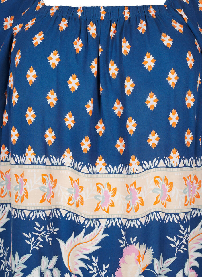 Robe de plage en viscose avec un imprim&eacute;, Bleu, Packshot image number 2