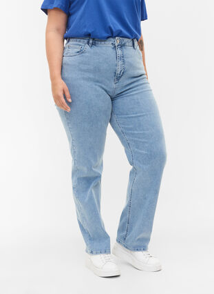 Megan jeans met extra hoge taille, Light blue, Model image number 2