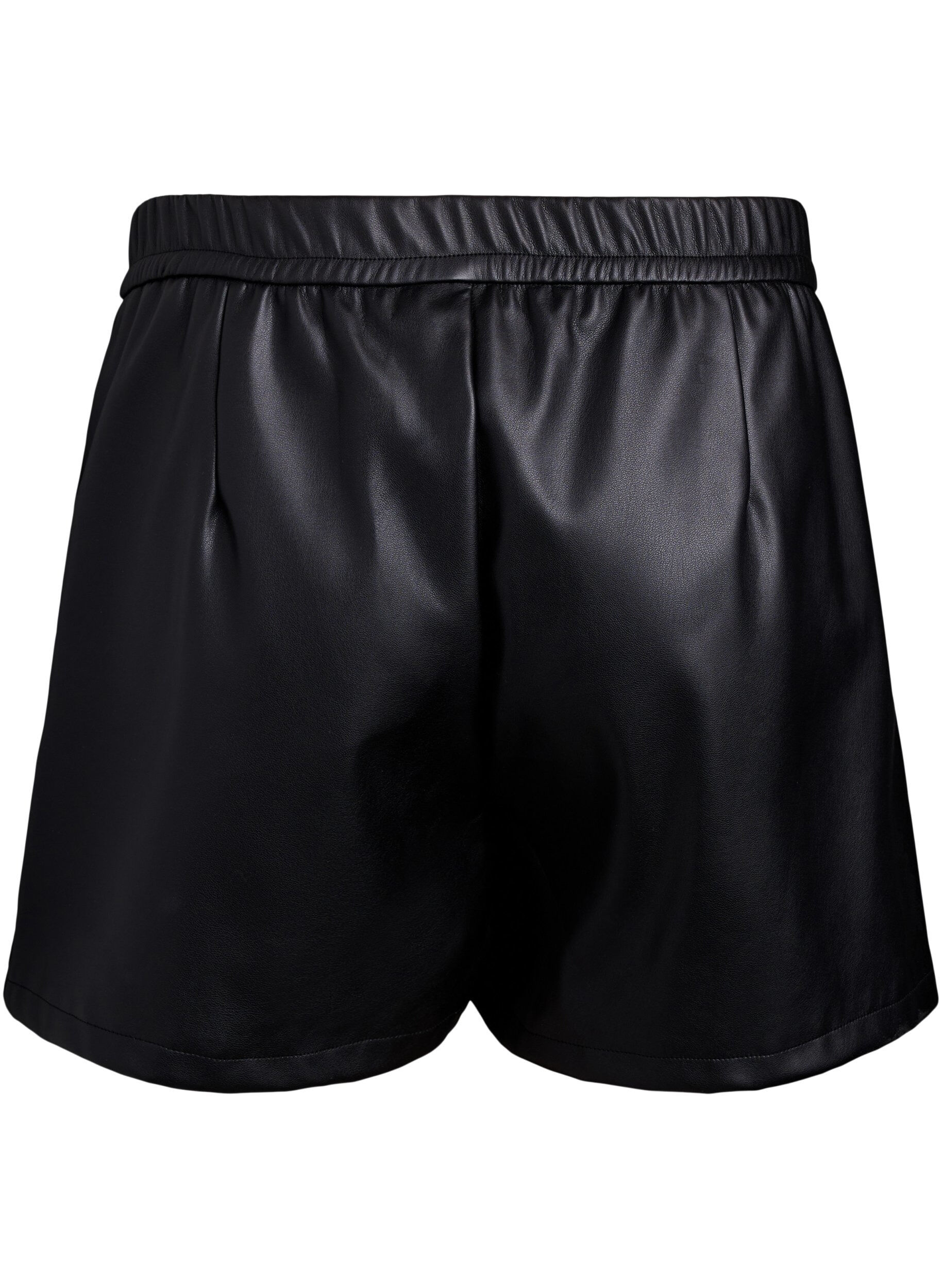 Zizzi Short ample en similicuir avec ceinture &eacute;lastique, Noir, Packshot image number 1