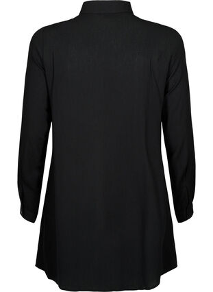 Lang viscose overhemd met lange mouwen, Black, Packshot image number 1