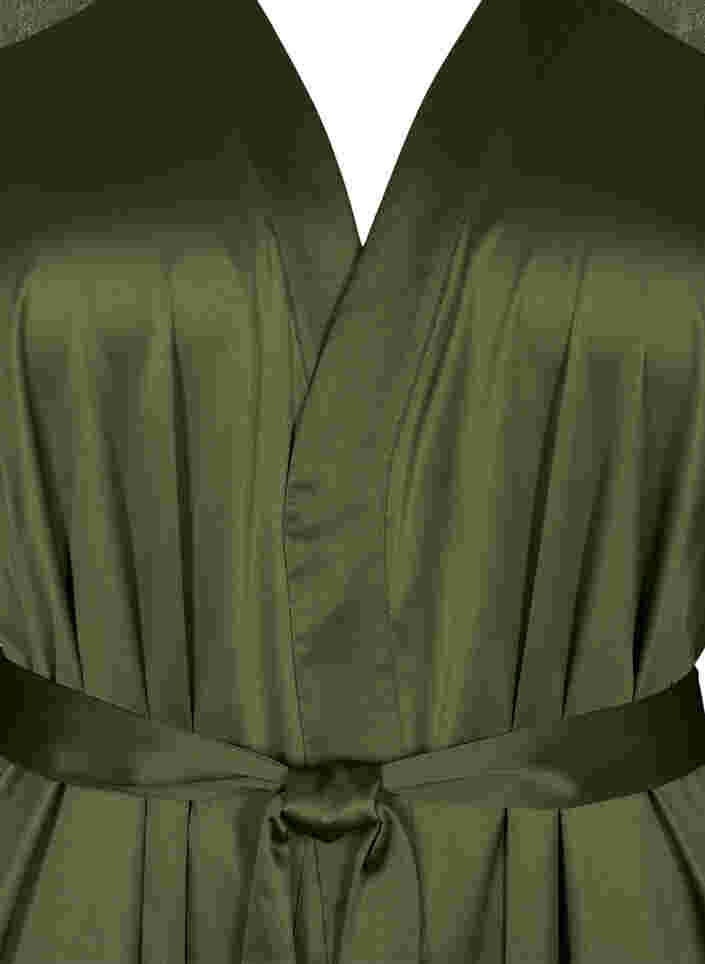Robe de chambre avec détails en dentelle et ceinture à nouer, Military Olive ASS, Packshot image number 2