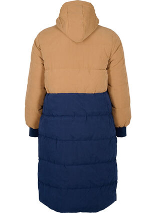 Manteau d'hiver long avec bloc de couleurs, Tobacco Brown w/navy, Packshot image number 1