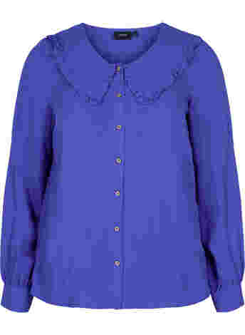 Viscose blouse met brede kraag