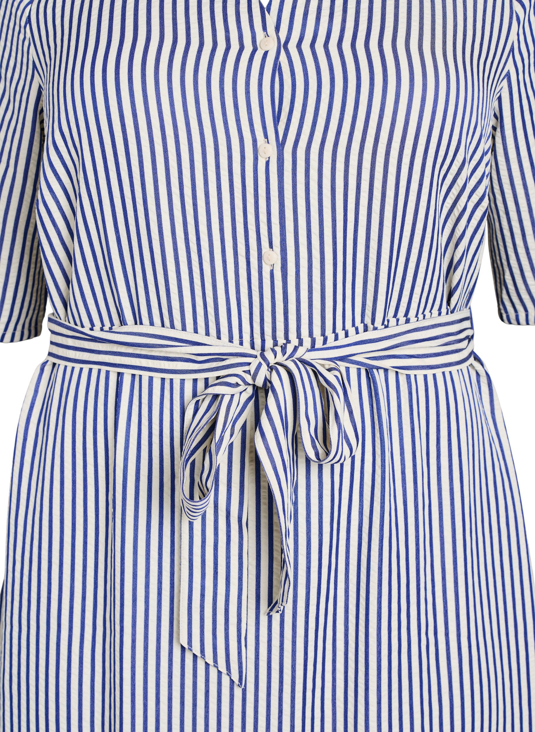 Zizzi Robe-chemise longue jusqu&rsquo;aux chevilles avec ceinture &agrave; nouer et rayures, Bleu, Packshot image number 2