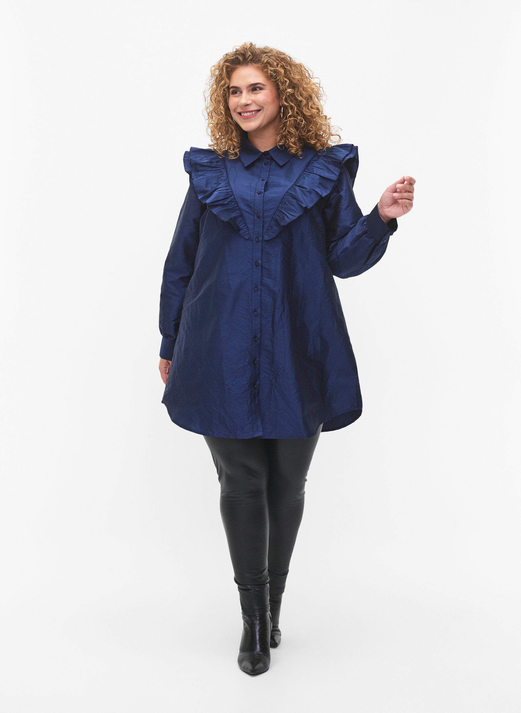 ZizziEffen overhemd met lintdetail, Titan, Model image number 2