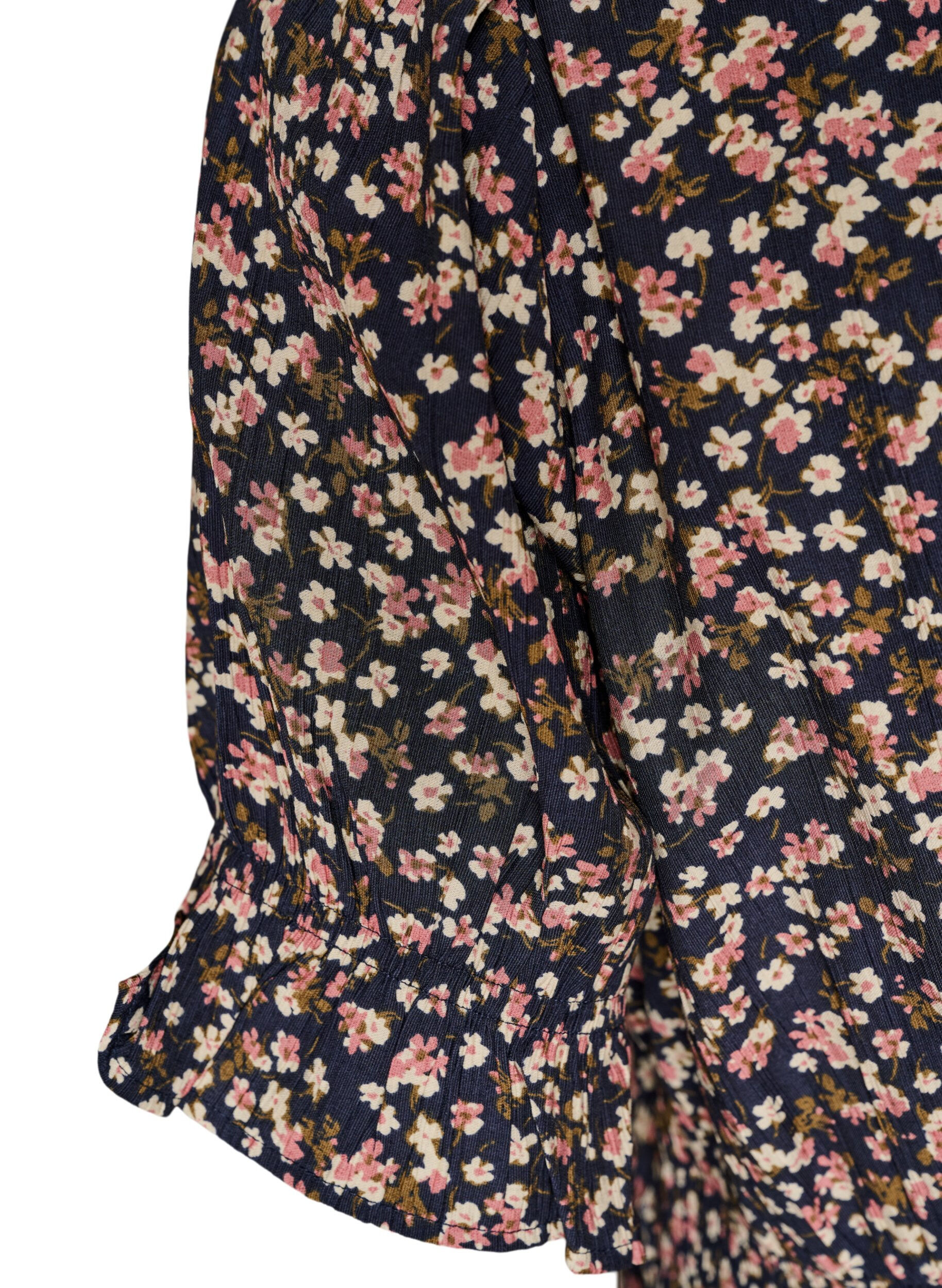 ZizziKorte viscose jurk met ruchesdetails, Blauw, Packshot image number 3