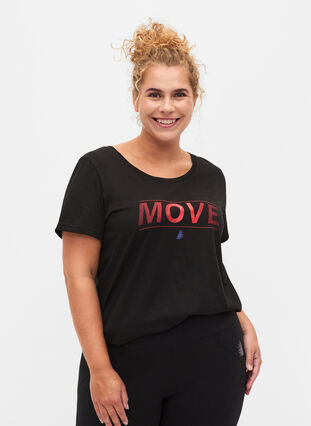 Trainingsshirt met print, Black w. Stripe Move, Model image number 0