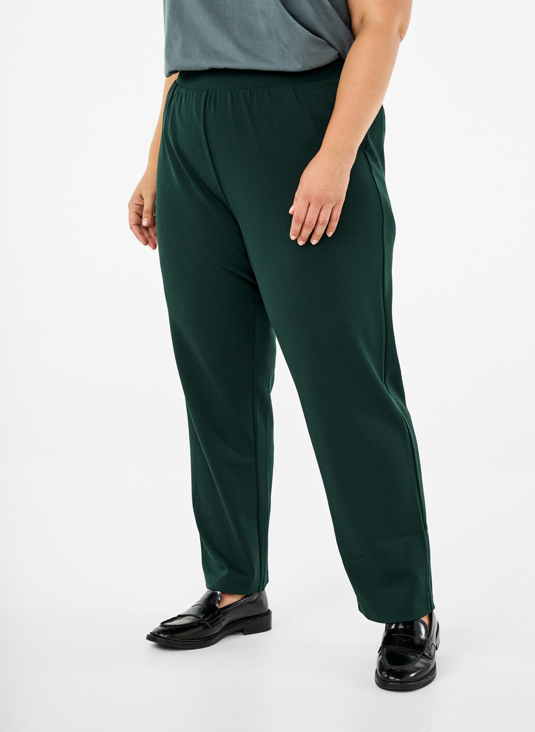 ZizziBroek met rechte pasvorm, Groen, Model image number 2