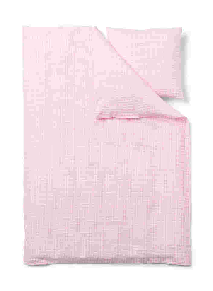 Parure de lit en coton à carreaux, Rose/White Check, Packshot image number 1