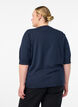Fijngebreide blouse met korte mouwen, Blauw, Model image number 2