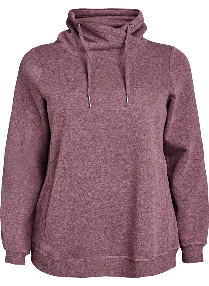 Sweat &agrave; col montant et poches, Bordeaux, Packshot image number 0
