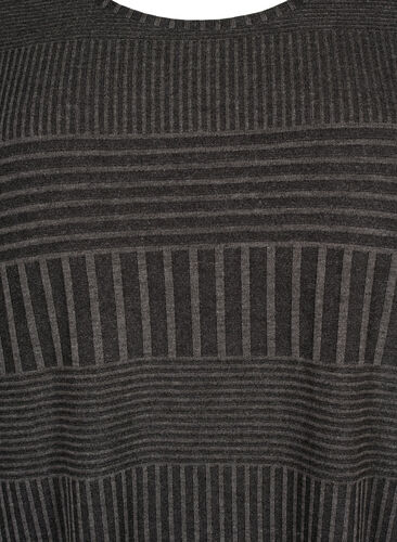 Robe avec manches 3/4 et motif rayé, Dark Grey Mélange, Packshot image number 2