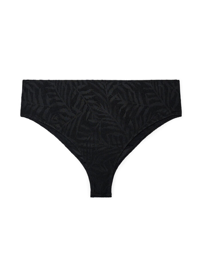 Braziliaanse bikinislip in gestructureerd mesh, Zwart, Packshot image number 1