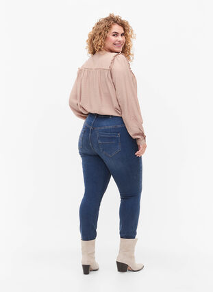 Jeans Amy super mince avec taille haute, Blue denim, Model image number 1