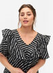 Gestreepte tuniek met franjes, Black/White Stripes, Model image number 2