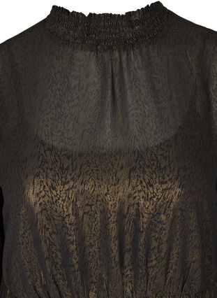 Robe à manches longues avec smocks et volants, Black w. Gold, Packshot image number 2