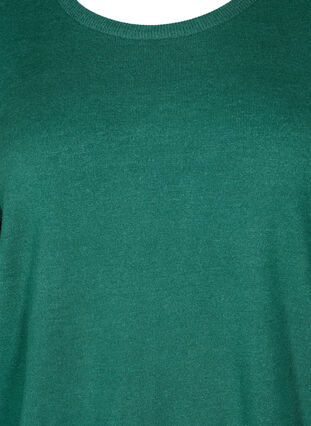 Gebreide blouse van viscose met ballonmouwen, Evergreen Mel., Packshot image number 2